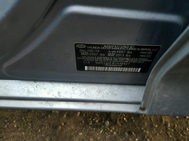 5NPE24AF9FH148427 - 2015 HYUNDAI SONATA SE SILVER photo 10