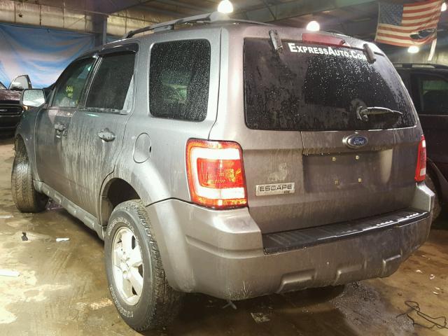 1FMCU03789KB10723 - 2009 FORD ESCAPE XLT GRAY photo 3