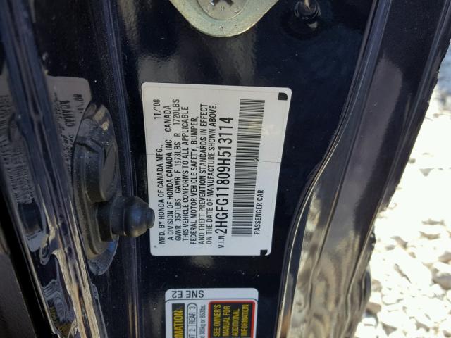 2HGFG11809H513114 - 2009 HONDA CIVIC EX Mavi foto 10