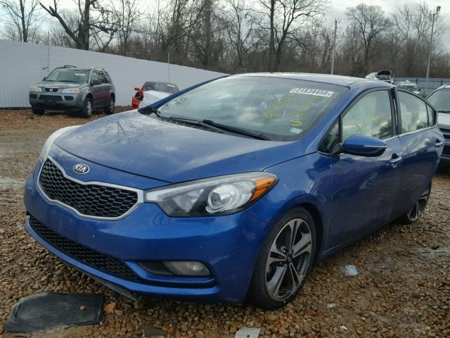 KNAFX4A80E5075600 - 2014 KIA FORTE EX BLUE photo 2