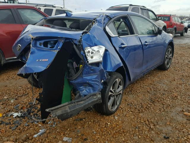 KNAFX4A80E5075600 - 2014 KIA FORTE EX BLUE photo 4