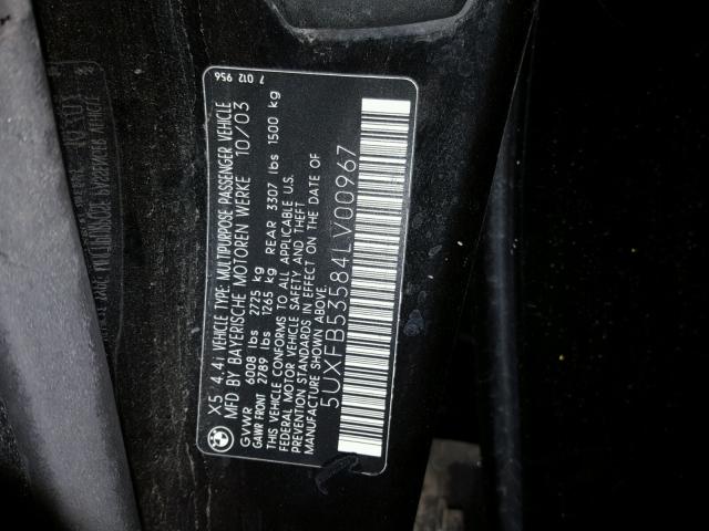 5UXFB53584LV00967 - 2004 BMW X5 4.4I BLACK photo 10