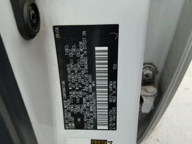 JTLKT324754001779 - 2005 TOYOTA SCION XB 白色 照片 10