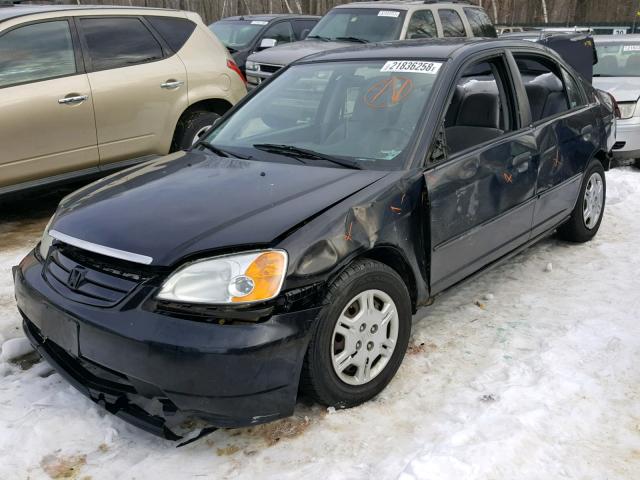 2HGES16591H606940 - 2001 HONDA CIVIC LX BLACK photo 2