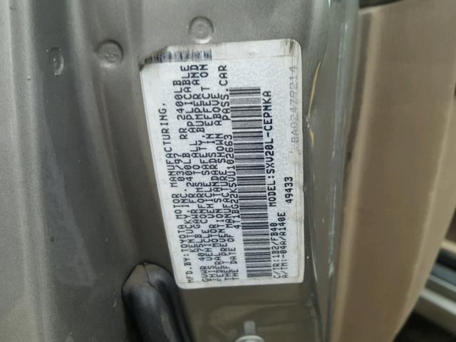 4T1BG22K5VU102663 - 1997 TOYOTA CAMRY CE TAN photo 10