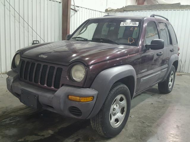 1J4GK48K74W200974 - 2004 JEEP LIBERTY SP MAROON photo 2