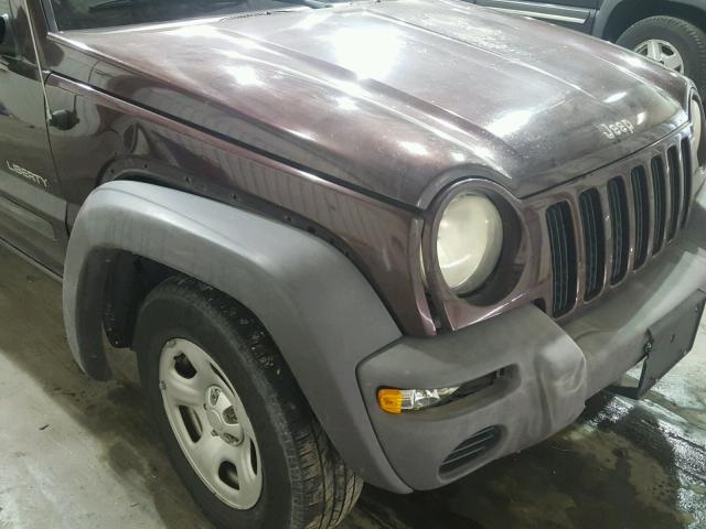 1J4GK48K74W200974 - 2004 JEEP LIBERTY SP MAROON photo 9