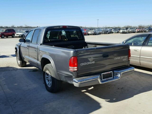 1D7HL38K04S521432 - 2004 DODGE DAKOTA QUA GRAY photo 3