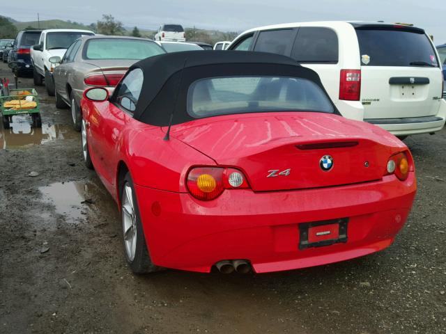 4USBT534X3LU05355 - 2003 BMW Z4 3.0 RED photo 3