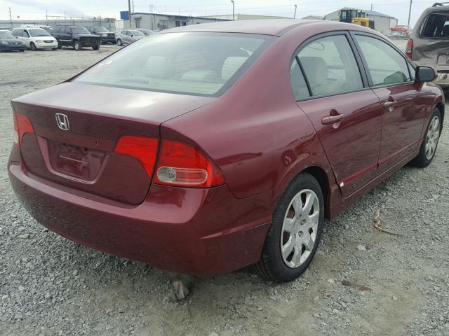 1HGFA16517L066325 - 2007 HONDA CIVIC LX RED photo 4