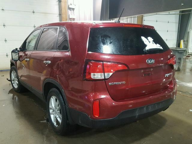 5XYKTCA66EG514439 - 2014 KIA SORENTO LX RED photo 3