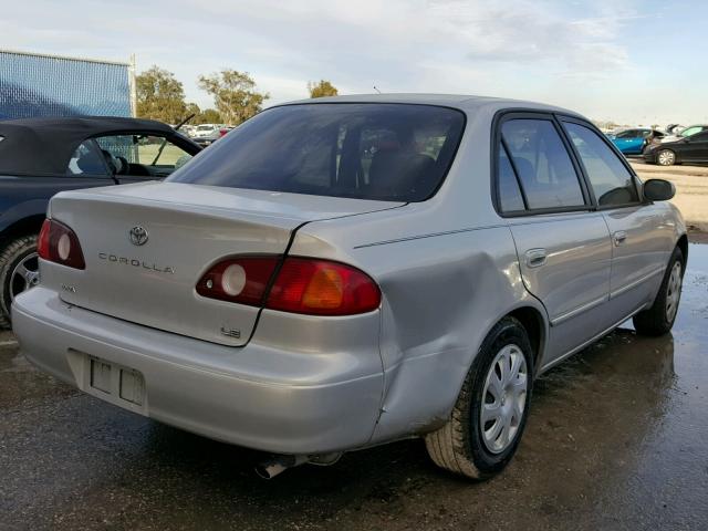 1NXBR12E21Z499726 - 2001 TOYOTA COROLLA CE SILVER photo 4