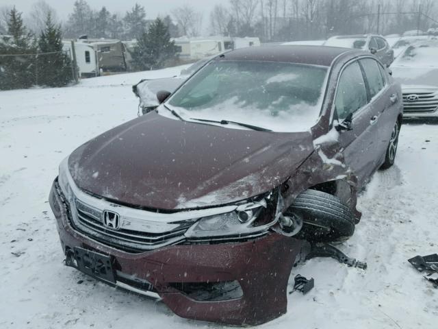 1HGCR2F31GA163651 - 2016 HONDA ACCORD LX RED photo 2