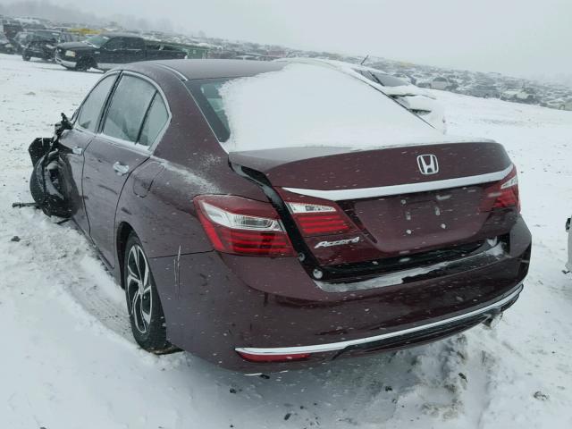 1HGCR2F31GA163651 - 2016 HONDA ACCORD LX RED photo 3