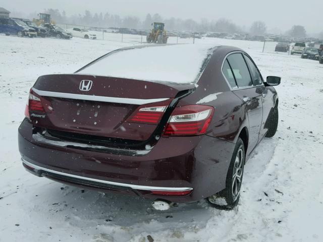 1HGCR2F31GA163651 - 2016 HONDA ACCORD LX RED photo 4