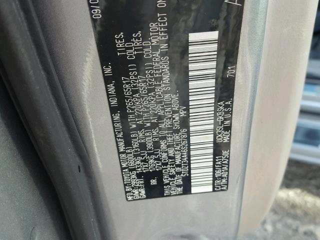 5TDZT34A46S267876 - 2006 TOYOTA SEQUOIA SR SILVER photo 10