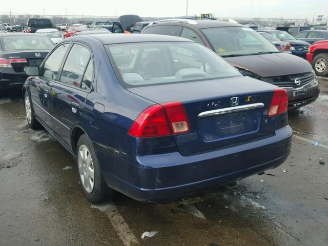 1HGES267X1L059140 - 2001 HONDA CIVIC EX 蓝色 照片 3