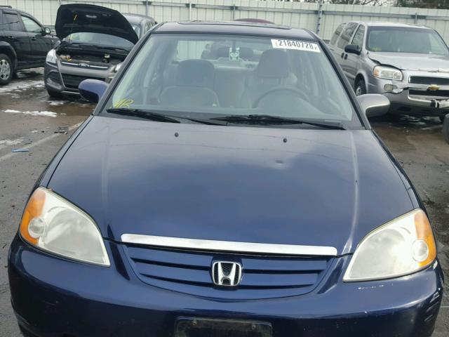 1HGES267X1L059140 - 2001 HONDA CIVIC EX BLUE photo 9