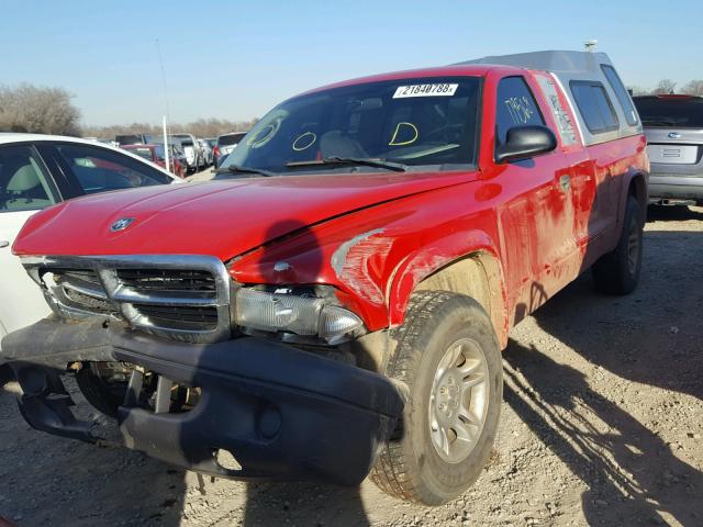 1D7GL12K24S639149 - 2004 DODGE DAKOTA SXT RED photo 2