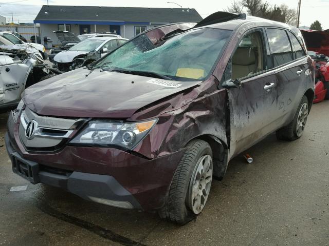 2HNYD28387H515121 - 2007 ACURA MDX TECHNO MAROON photo 2