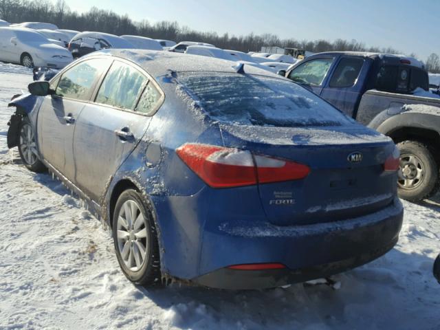 KNAFX4A69F5333550 - 2015 KIA FORTE LX BLUE photo 3