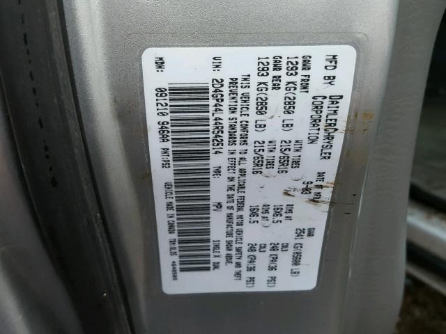 2D4GP44L44R542514 - 2004 DODGE GRAND CARA GRAY photo 10