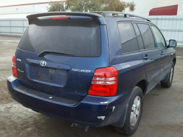 JTEHF21AX20096724 - 2002 TOYOTA HIGHLANDER BLUE photo 4