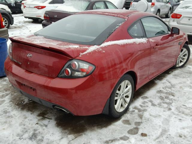 KMHHM66D28U276880 - 2008 HYUNDAI TIBURON GS RED photo 4