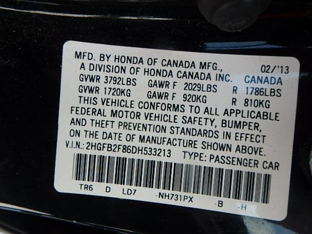 2HGFB2F86DH533213 - 2013 HONDA CIVIC EX BLACK photo 10