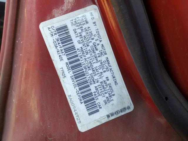 4T1SK11E9PU217256 - 1993 TOYOTA CAMRY DX RED photo 10