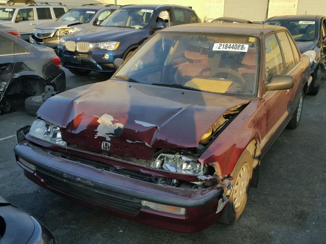 1HGED3653LA095698 - 1990 HONDA CIVIC LX MAROON photo 2