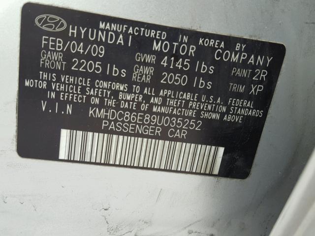 KMHDC86E89U035252 - 2009 HYUNDAI ELANTRA TO SILVER photo 10