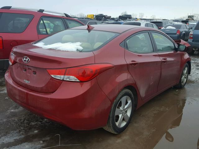 KMHDH4AE2BU098502 - 2011 HYUNDAI ELANTRA GL RED photo 4