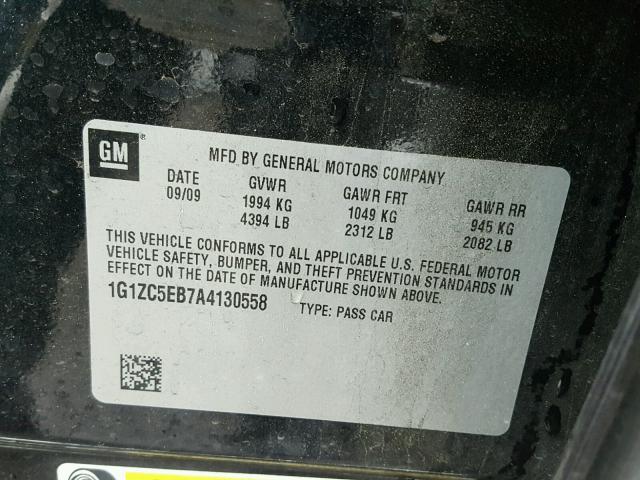 1G1ZC5EB7A4130558 - 2010 CHEVROLET MALIBU 1LT 黑色 照片 10