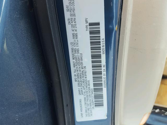 4S4BP61C077344523 - 2007 SUBARU LEGACY OUT BLUE photo 10