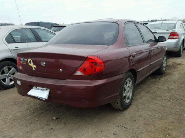 KNAFB121025183502 - 2002 KIA SPECTRA BA MAROON photo 4