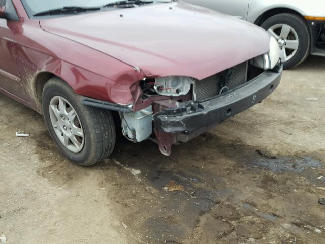 KNAFB121025183502 - 2002 KIA SPECTRA BA MAROON photo 9