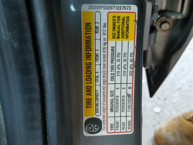 2G2WP552071227673 - 2007 PONTIAC GRAND PRIX 灰色 照片 10