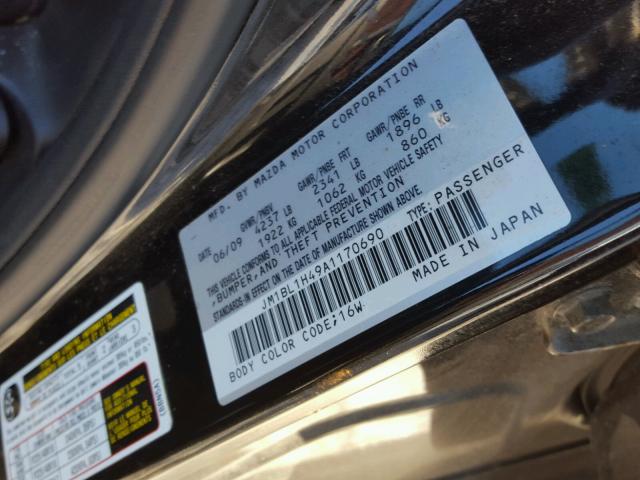 JM1BL1H49A1170690 - 2010 MAZDA SPEED 3 黑色 照片 10