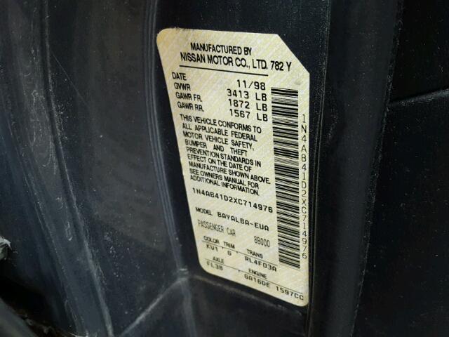 1N4AB41D2XC714976 - 1999 NISSAN SENTRA BAS GRAY photo 10