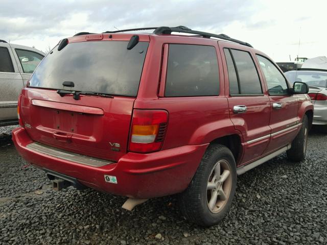 1J8GX68J54C113904 - 2004 JEEP GRAND CHER RED photo 4