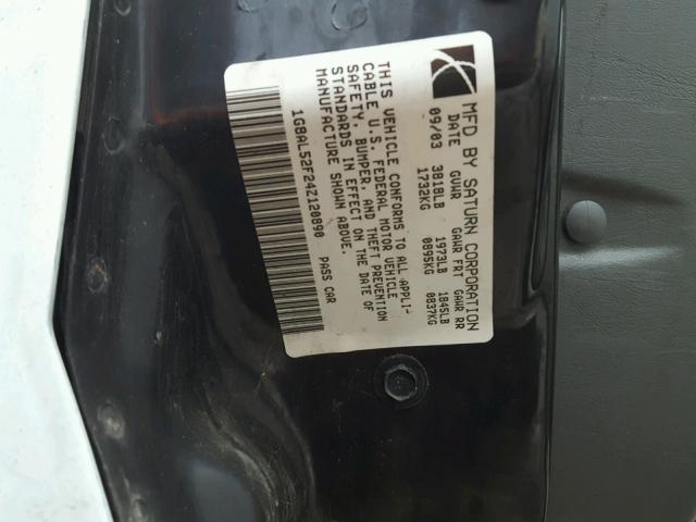 1G8AL52F24Z120890 - 2004 SATURN ION LEVEL WHITE photo 10