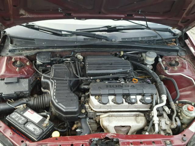 2HGES16512H505523 - 2002 HONDA CIVIC LX RED photo 7