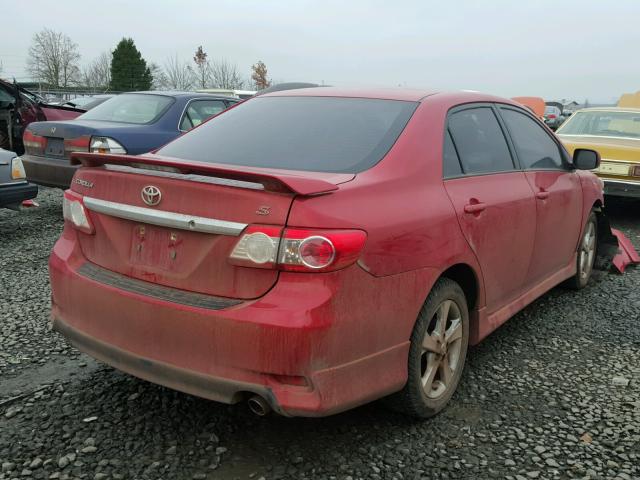 2T1BU4EE9DC119623 - 2013 TOYOTA COROLLA BA RED photo 4