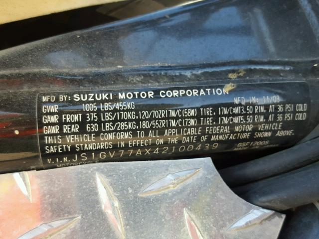 JS1GV77AX42100439 - 2004 SUZUKI GSF1200 BA TAN photo 10