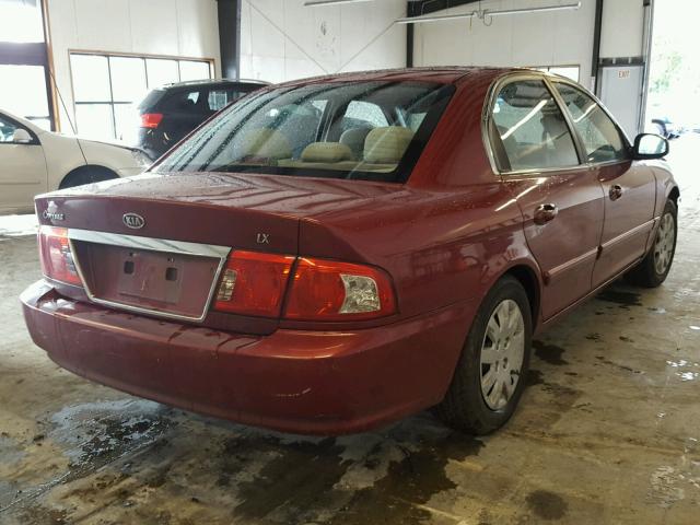 KNAGD126145261721 - 2004 KIA OPTIMA LX RED photo 4