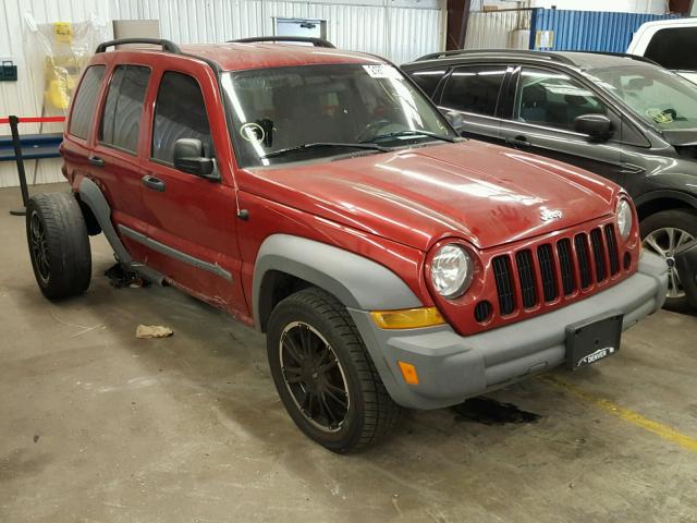 1J4GL48K75W708425 - 2005 JEEP LIBERTY SP RED photo 1