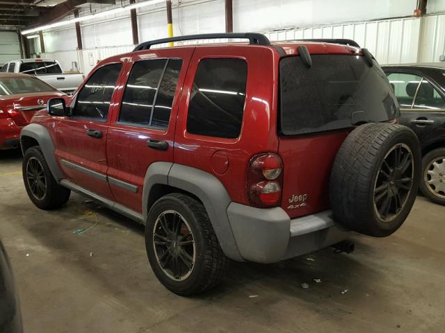 1J4GL48K75W708425 - 2005 JEEP LIBERTY SP RED photo 3