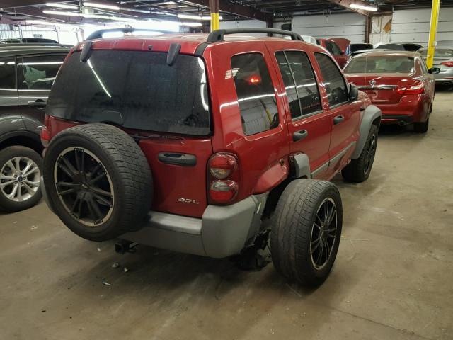 1J4GL48K75W708425 - 2005 JEEP LIBERTY SP RED photo 4