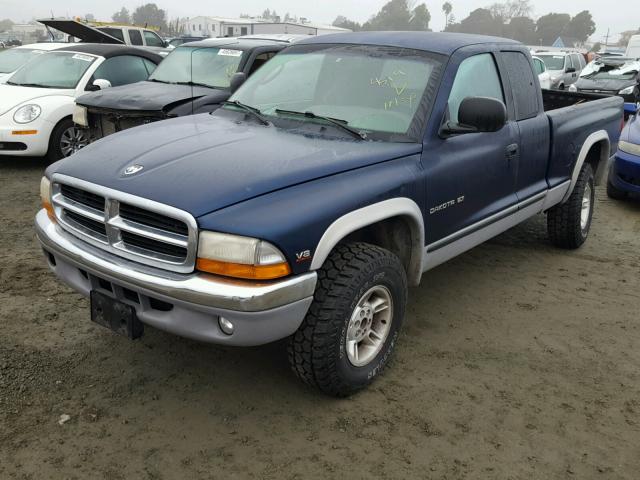 1B7GG22N1YS796496 - 2000 DODGE DAKOTA BLUE photo 2